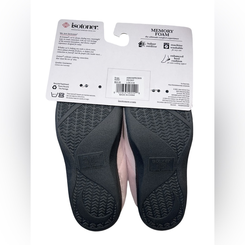 Isotoner Signature Micro Terry Sport Hoodback Indoor/Outdoor Slippers 8-8.5 NWT - Picture 4 of 6